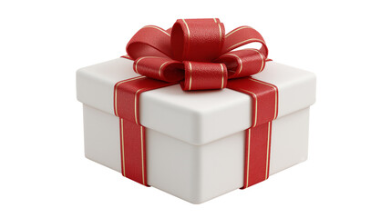 Obraz premium Gift box with red ribbon, 3d render, isolated on transparent background 