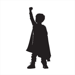 Heroic Boy Silhouette in Superhero Costume – vector illustration © duwa