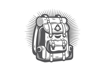 Cute Backpack Cartoon Character with Shoes on White Background