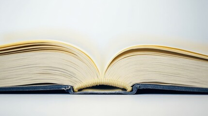 Fototapeta premium Open book lying flat on plain surface in serene indoor setting