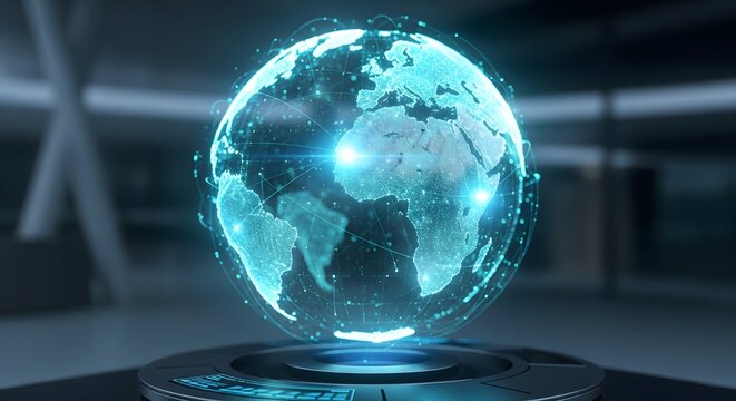 Glowing Digital Earth Hologram