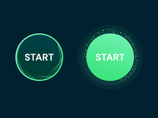 Electric vehicle Status buttons interface with Start Buttons light green color vector design concept. Electric car charging for EV car, EV business, ui, new tech, clean energy, automotive, infographic