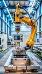 Industrial robot operating a CNC machine on a production line