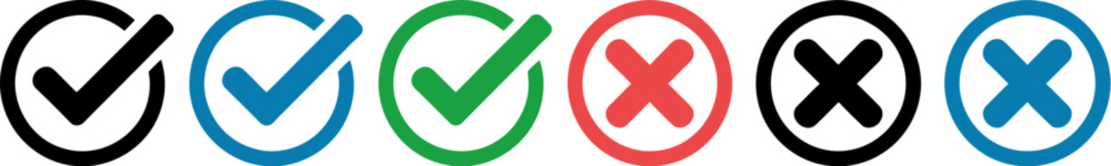 Obraz premium Check mark and cross symbols for correct and incorrect