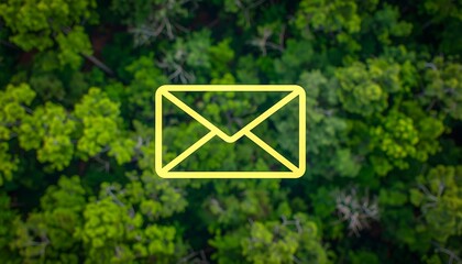 Email icon overlaid on a forest