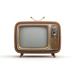 Television Viewer. Retro TV Set with Blank Screen for Text or Design in Vintage Style