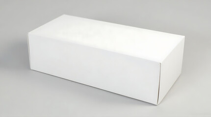 Naklejka premium White horizontal blank rectangle box viewed from top angle, isolated on white background, minimal perspective