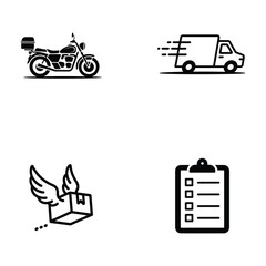 Delivery line art vector of courier service and fast shipping design icons set  
