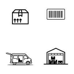Delivery line art vector of courier service and fast shipping design icons set  

