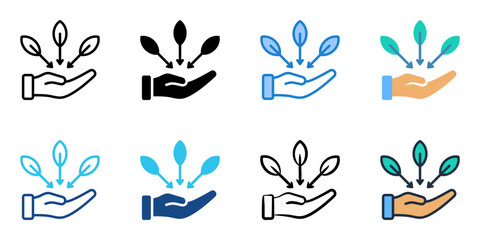 Ethical Sourcing icon set multiple style collection 
