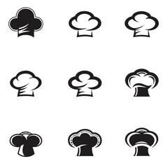 Collection of Chef Hats Icons on White Background Culinary Cuisine Symbol