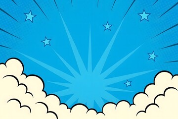 Bright bursting starburst effect against a blue sky with clouds