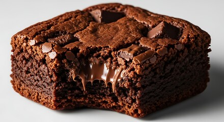 Decadent brownie with melting chocolate, perfect for dessert menus and food blogging content
