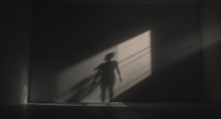 Shadow Figure in Sunlit Room Dramatic Stock Photo