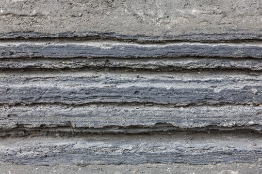 Grey concrete wall with horizontal layered texture