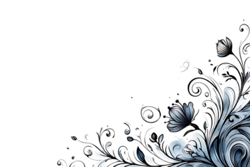 Elegant blue watercolor floral design element for corner decoration
