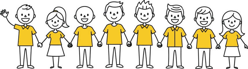 Group of people holding hands illustration vector image vector