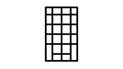 Illustration of a simple building facade with multiple windows and a rectangular base design style