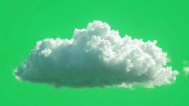 Cloud Nine: A fluffy, isolated cloud floats serenely against a vibrant green backdrop, inviting contemplation. 