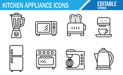 Set of Household Appliance Icons for Kitchen Design