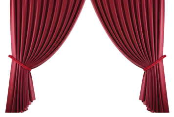 Red velvet curtain, Maroon Theater Curtains Opening on Transparent Background