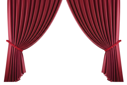 Red velvet curtain, Maroon Theater Curtains Opening on Transparent Background
