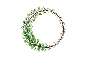 Obraz premium Green leafy wreath isolated on white background 