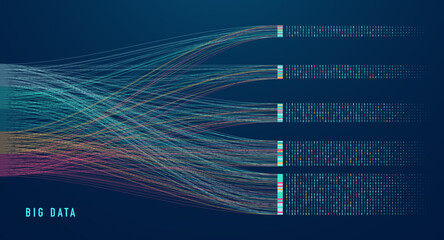 Abstract infographics visualization. Big data code representation. Futuristic network or business analytics. Graphic concept for your design