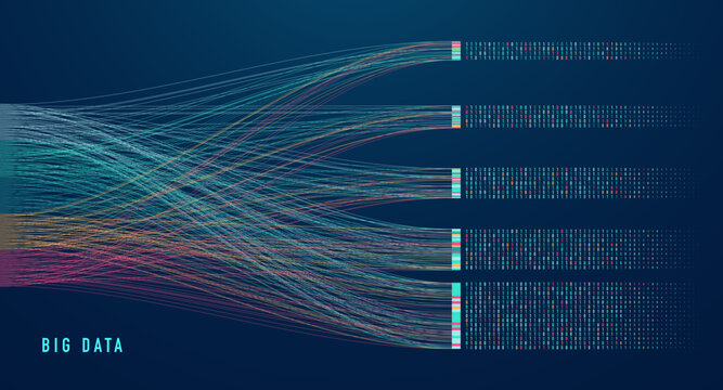 Abstract infographics visualization. Big data code representation. Futuristic network or business analytics. Graphic concept for your design