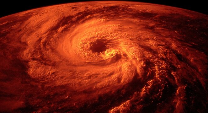 Climate Change Animation. Earth's Thermal Image of Hurricane and Tornado Windstorm