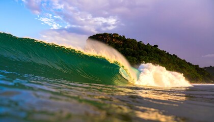 Epic wave at sunset