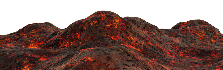 Frame of lava and magma mountain rock with isolated on transparent background - PNG file, 3D rendering illustration, Clip art, cut out and element