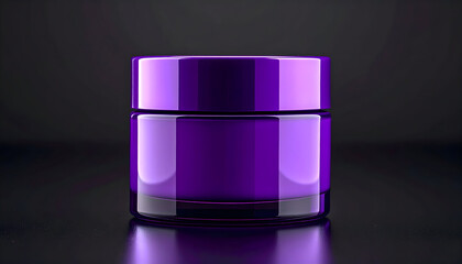 Elegant Purple Cosmetic Jar With Glossy Finish On A Dark Surface With Soft Lighting