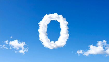 Cloud Formation Depicting The Number Zero Against A Vivid Blue Sky Background