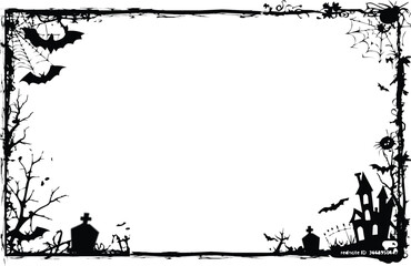 Scary halloween frame art decoration silhouette background design