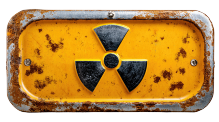 Radiation Alert: A weathered, yellow and black radiation hazard sign, evoking a sense of caution and highlighting the risks.