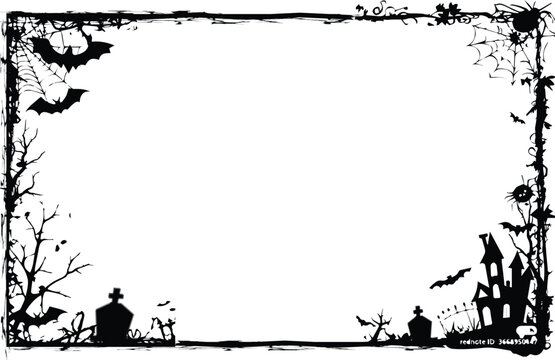 Scary halloween frame art decoration silhouette background design