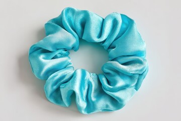 Hair Scrunchy. Turquoise Silk Hair tie for Stylish Women. Fashion Hair Accessory in Pastel Color