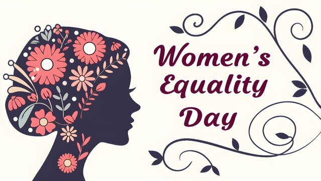 Celebrating women s equality day with a beautiful floral silhouette of a woman s profile
