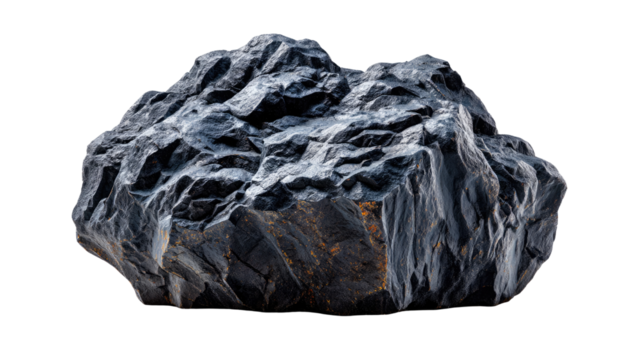 The Enigmatic Stone: A detailed studio shot of a weathered rock stands alone, showcasing its intricate textures and rugged surfaces that tell tales of time and natural forces.