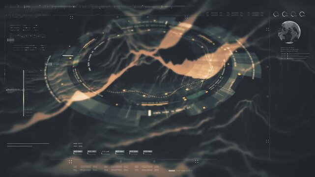 Futuristic Holographic Terrain environment, geomorphology, topography motion graphic user interface head up display screen