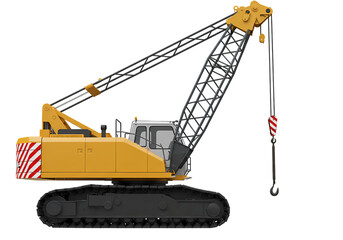 Crawler Crane: A Detailed View of Heavy Construction Equipment isolated on transparent background