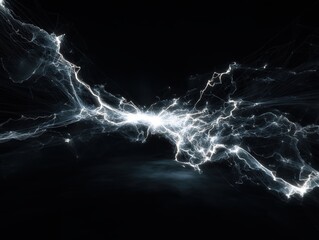Ethereal Energy Stream Abstract White Light Trails on Black Background.