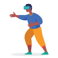 Fototapeta premium man using virtual reality headset technology