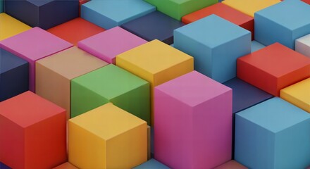 Obraz premium Colorful 3D Cubes Arranged in a Random Pattern with Soft Shadows blocks