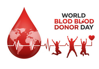 World blood donor day with earth and heartbeat