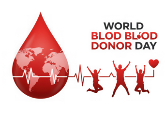 World blood donor day with earth and heartbeat