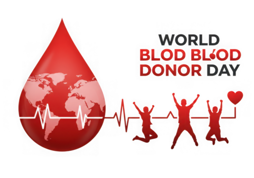 World blood donor day with earth and heartbeat