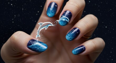 Ocean Dreamscape Nail Art Dolphin-Inspired Nail Designs