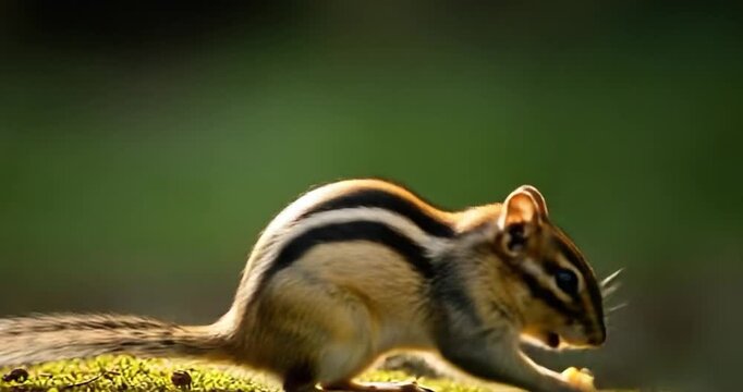 Chipmunk foraging in natural light